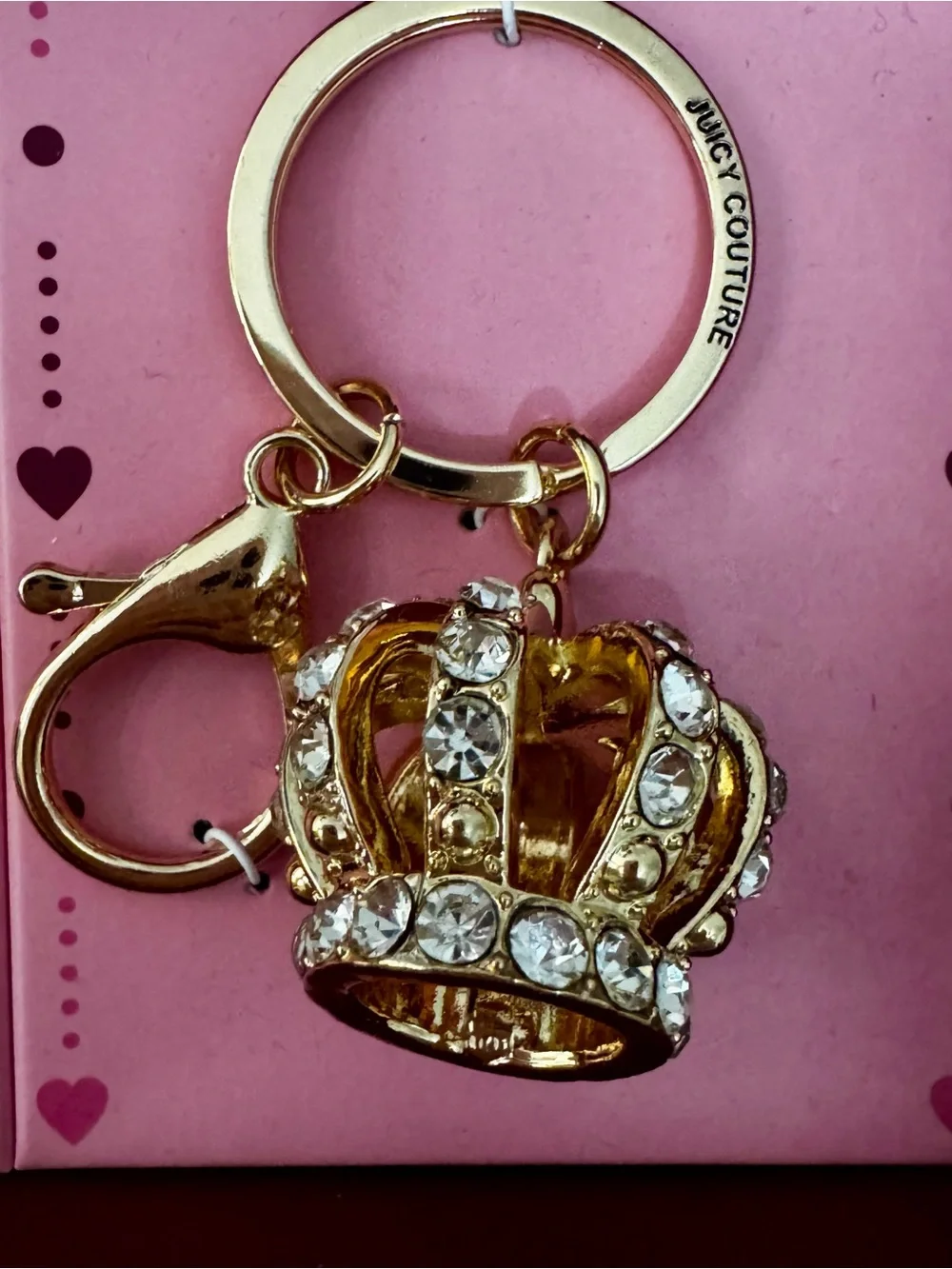Juicy Couture Gold Crown Stud Earrings with Matching Crown Keyring
